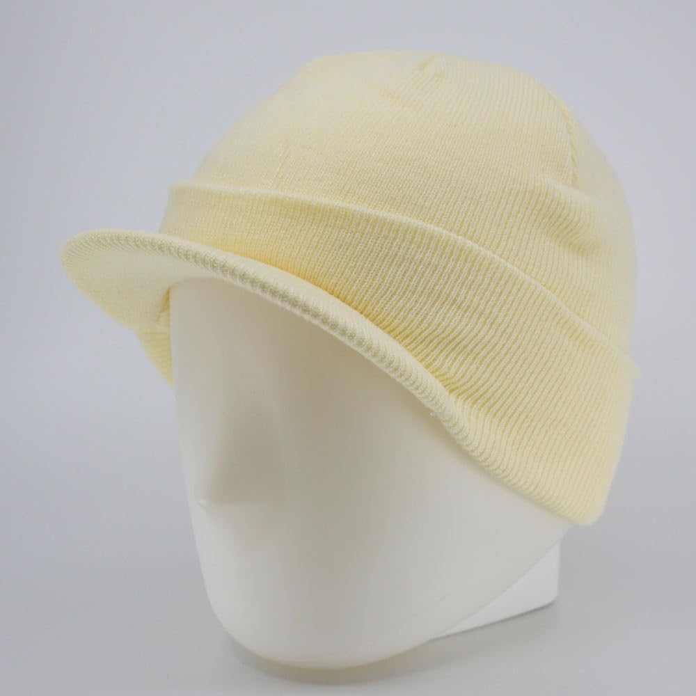 The Vintage Year Plain Sports Visor Billed Knit Radar Cuff Beanie