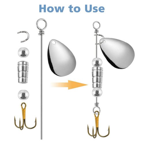 SUPERFINDINGS 120Pcs 4 Bags 4 Styles Stainless Steel Wire Spinner Baits 8.7-16cm Stainless Steel Fishing Spinner Shaft Fishing Looped Spinner Shaft for Fishing Lure Making Supplie