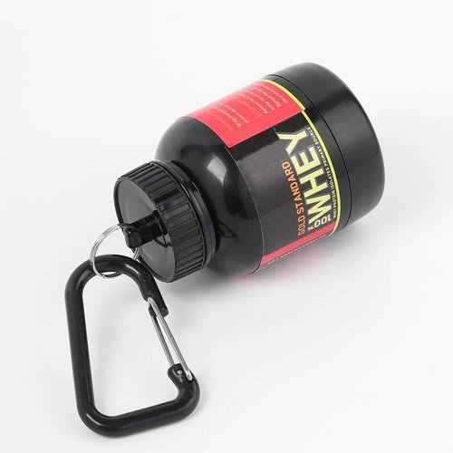 UNITED IMPORTS Protein Powder and Supplement Funnel Keychain - Protein Powder Container with Durable Key-Chain Portable to-Go Container for The Gym, Workouts, Fitness, and Travel, Black (2Pack, NO)