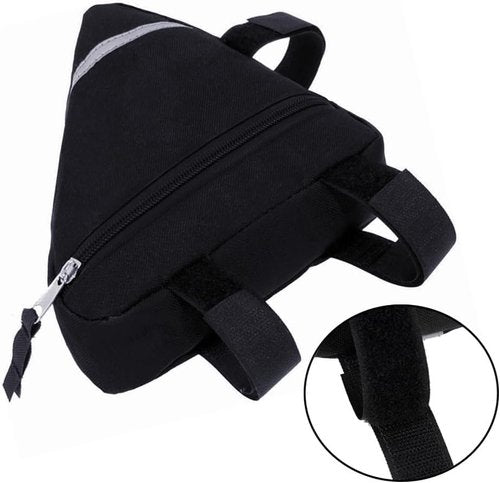Bike Triangle Bag, Waterproof Bicycle Front Tube Frame Bag, Double-Sided Reflective Decoration Makes Night Riding Safer (Black)