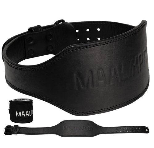 Weight Lifting Leather Belt with Adjustable Buckle, Gym, Workout & Weight Training - Weightlifting Belts for Men and Women (Black, Large (34” to 41”) Inches)