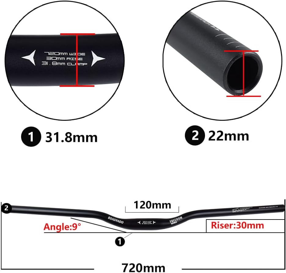 Wake Bicycle Handlebars 31.8 mm Mountain Bike Handlebar 720mm/780mm Aluminium Alloy MTB Handlebar Bicycle Riser Bars Extra Long Bicycle Handlebars for Downhill Cycling Racing