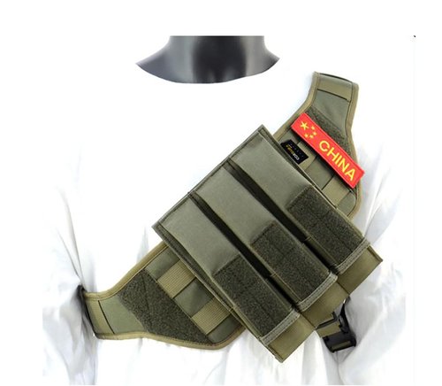 Hdlsina Tactical MOLLE Chest Platform Universal Chest Mounting Harness Adjustable Concealed Carry Fit Left & Right Shoulder (Black)