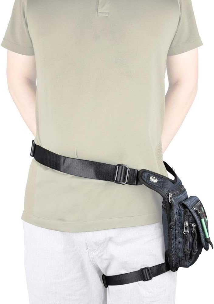 Thigh Pack, Leg Bag, Larswon Tactical Fanny Pack Hiking Bag Leg Pouch Black