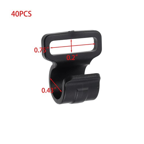 Woogim 40PCS Plastic C Shaped Clips Webbing Strap Clamp Outdoor Tent Poles Connectors of 0.43" Black Clip to Fix Tent Cover Screen for Width of Webbing Strap Less Than 0.75" Black