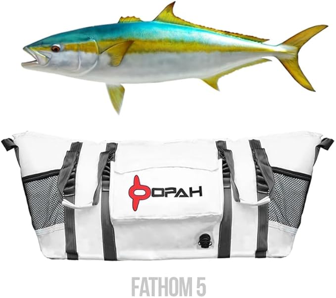Opah Gear Fathom 5 Insulated Fish Kill Cooler Bag for Yellowtail, 58" L x 18" W x 24" H, Heavy Duty, Marine-Grade Vinyl, UV Resistant, Camping & Fishing