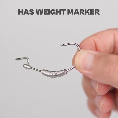 Weighted Swimbait Hooks with Molded Bait Keeper, Equipped with Weedless EWG Worm Fishing Hooks 1/16 1/8 3/16 1/4oz 2/0 3/0 4/0 5/0 Assorted (15 PCs)