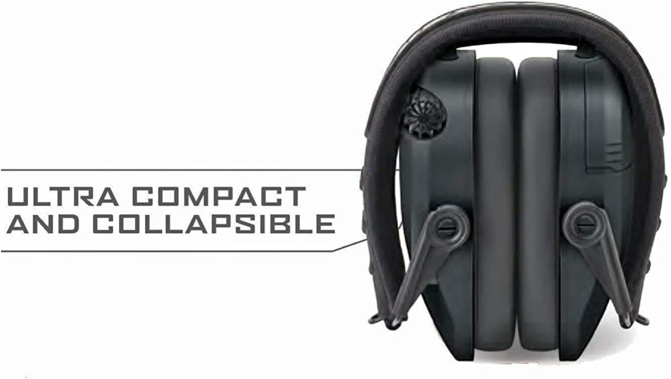 WALKER'S Razor Electronic Quad 4 Mics 23dB NRR Hearing Protection Sound Enhancing Hunting Shooting Earmuffs ,2 AAA Batteries