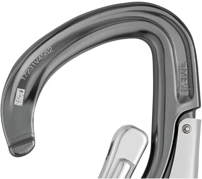 PETZL, EASHOOK Open Carabiner (Gray), Gray/Yellow, Automatic