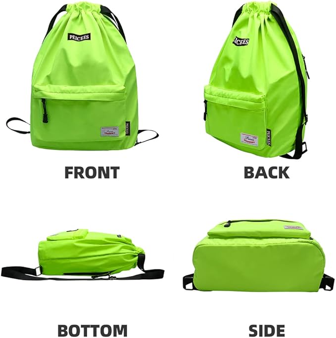 Peicees Waterproof Drawstring Sport Bag Lightweight Sackpack Backpack for Men and Women