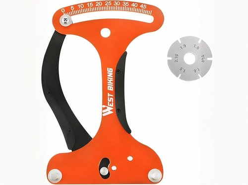 Zodazoqa Bicycle Spoke Tension Meters Measuring Tool Gauge Aluminum Alloy CNC Precise, Tension Adjustment Tool to fit All Spokes, Bicycle Wheel Spoke Manufacturing or Correction Accessories (Orange)