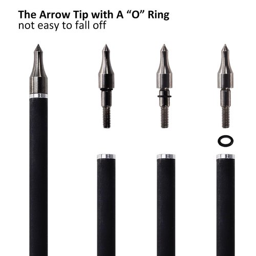 Luoyer 12Pcs Archery Hunting Arrows for Compound Bow Recurve Bow Carbon Arrows with Removable Tips Adjustable Nocks for Adults Hunting Targeting 30inch (Black Vanes)