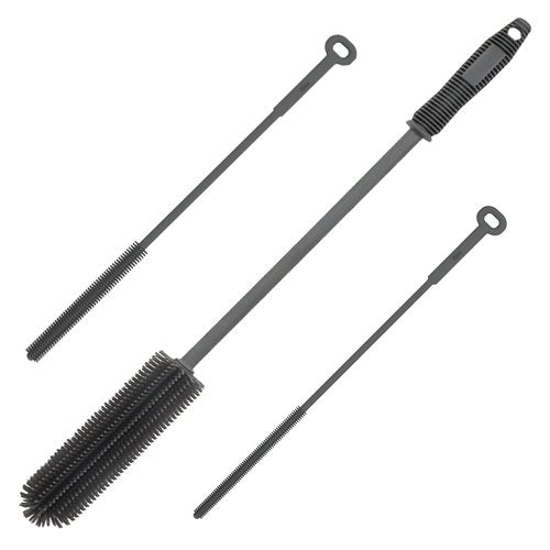 Silicone Water Bottle Brush and Straw Cleaner Set,Long Bottle Brush,Straw Cleaning Brush Silicone,Long Handle Scrub Cleaning Brush for Narrow Neck Bottle,Wine Bottle,Thermos,Sports Bottles (Dark Grey)