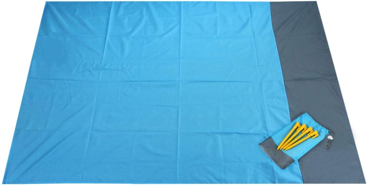 Sportmusies Waterproof Outdoor Blanket Beach Mat, Compact for Picnic, Camping, Hiking, Travel, Festival - 78" x 55", 4 Stakes, 1 Pouch