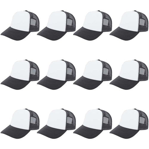 ZH 12 Pcs Sublimation Trucker Hats Blank Mesh Baseball Cap Polyester Bulk Mesh Trucker Hat for Men and Women Dark Gray