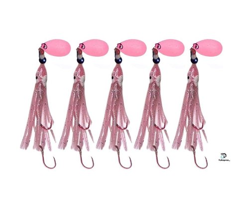 KOKOPROS Luminous Octopus Hoochies 6 cm - Light Pink - 5-Pack for Fishing Lures