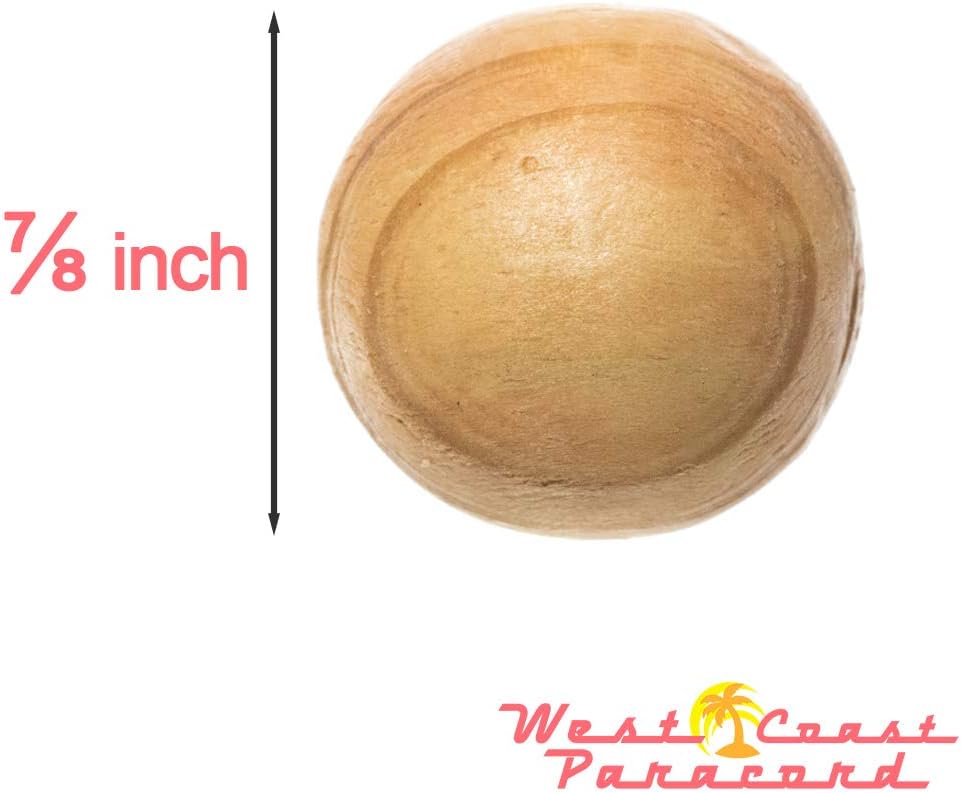 West Coast Paracord Wooden Balls – 7/8 Inch – 5 Pack – Used for Monkey Fist Keychains, Slingshots, etc.