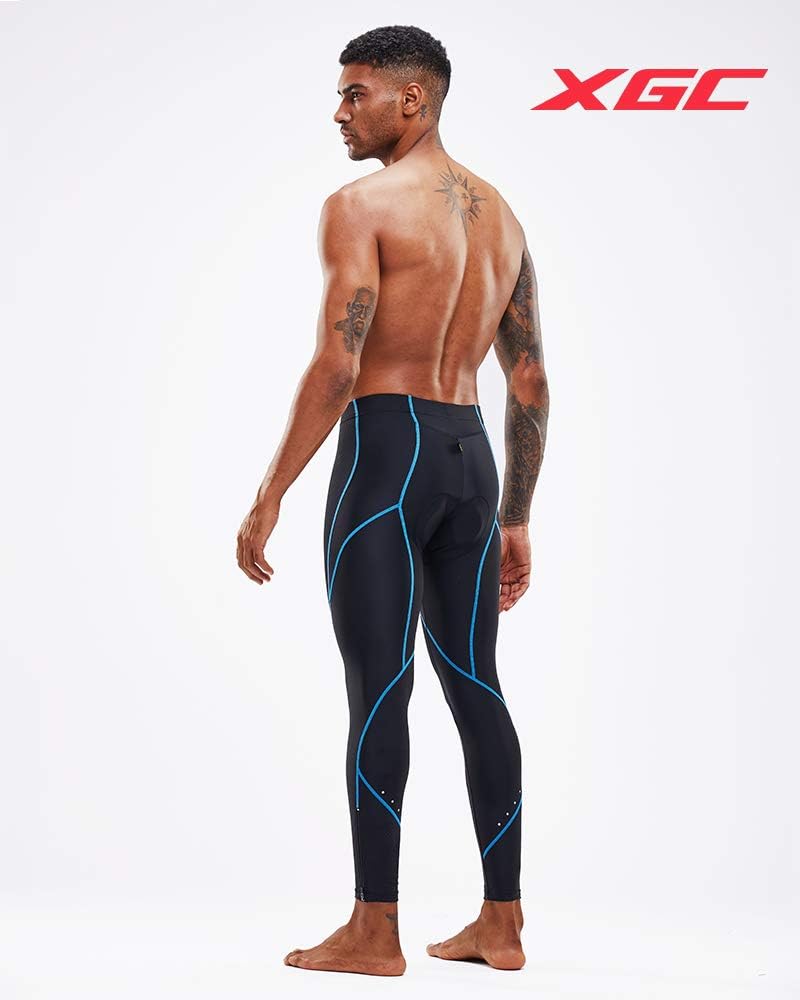 XGC Men's Long Cycling Pants Trousers Bike Pants Trousers Tights Legging with 4D Sponge Padded