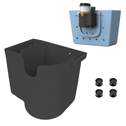 Coolnice Cup and Phone Holder for Stanley/Owala/Yeti,3 in 1 Silicone Cup Holder Fits 16-40oz, Compatible with All Bogg Bag,Simple Modern Beach Tote,Water Bottle Accessories for Phone Sunglasses-Black