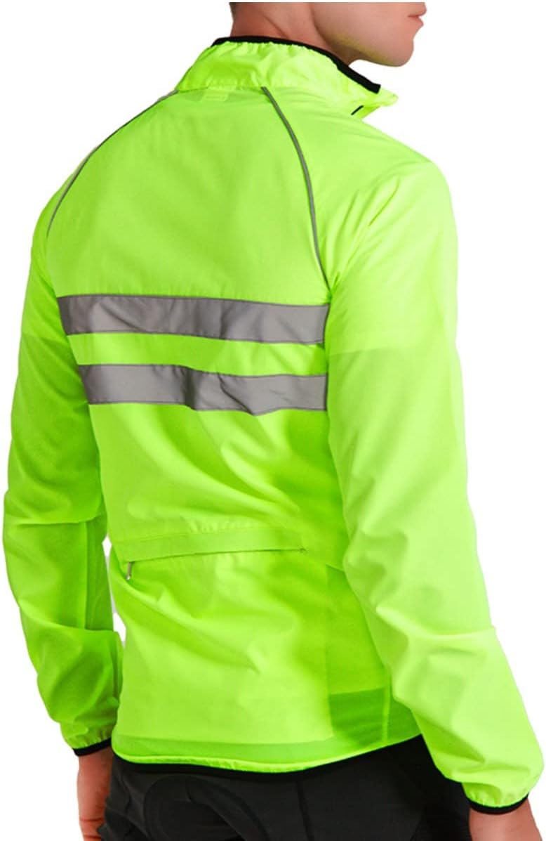 WOSAWE Men's High Visibility Cycling Wind Jacket Water Resistance Reflective Windbreaker