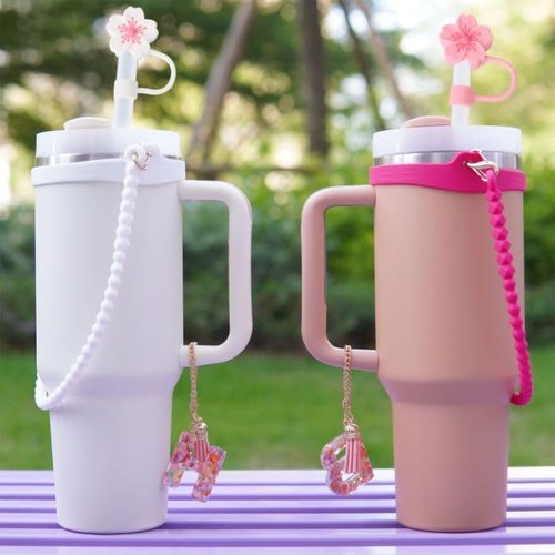 Eoopoon Letter Charm Accessories for Stanley Cup, 1 PCS Pink Name ID Initial Keychain Accessory for Stanley Tumbler, Compatible with Stanley Cup 40oz(Letter L)