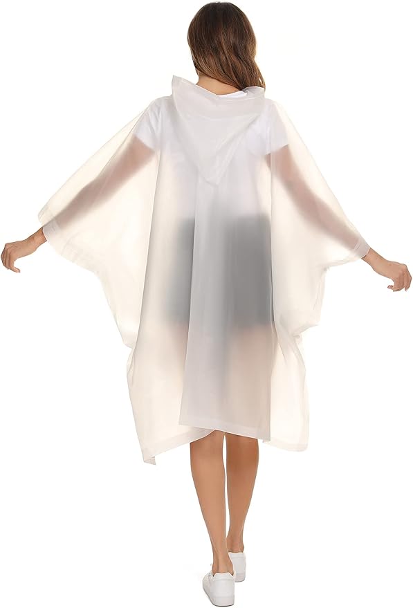 Reusable Rain Ponchos with Drawstring Hood for Adults, Waterproof Thicken Rain Coat, 2 Packs