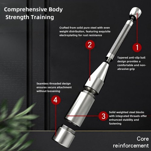 Sufeasdf Gym Core Hammer Club Bell Silver Steel Club Bell Pure Steel Adjustable Fitness Fat Loss Exercise Equipment (8—14KG)