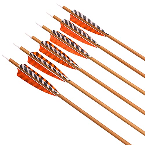 Elong 6pk 30" Archery Carbon Arrows Wood Camo Spine 700 Recurve Bows Turkey Feather Arrow