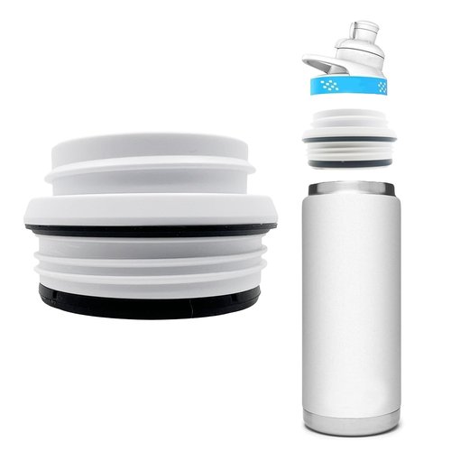 Bottle Adapter with Double Sealing Ring Compatible with Yeti to Cirkul | BPA Free Plastic, Food Grade Silicone | Fits 12, 18, 26, 36, 46, 64 oz YETI Rambler Bottles（White）