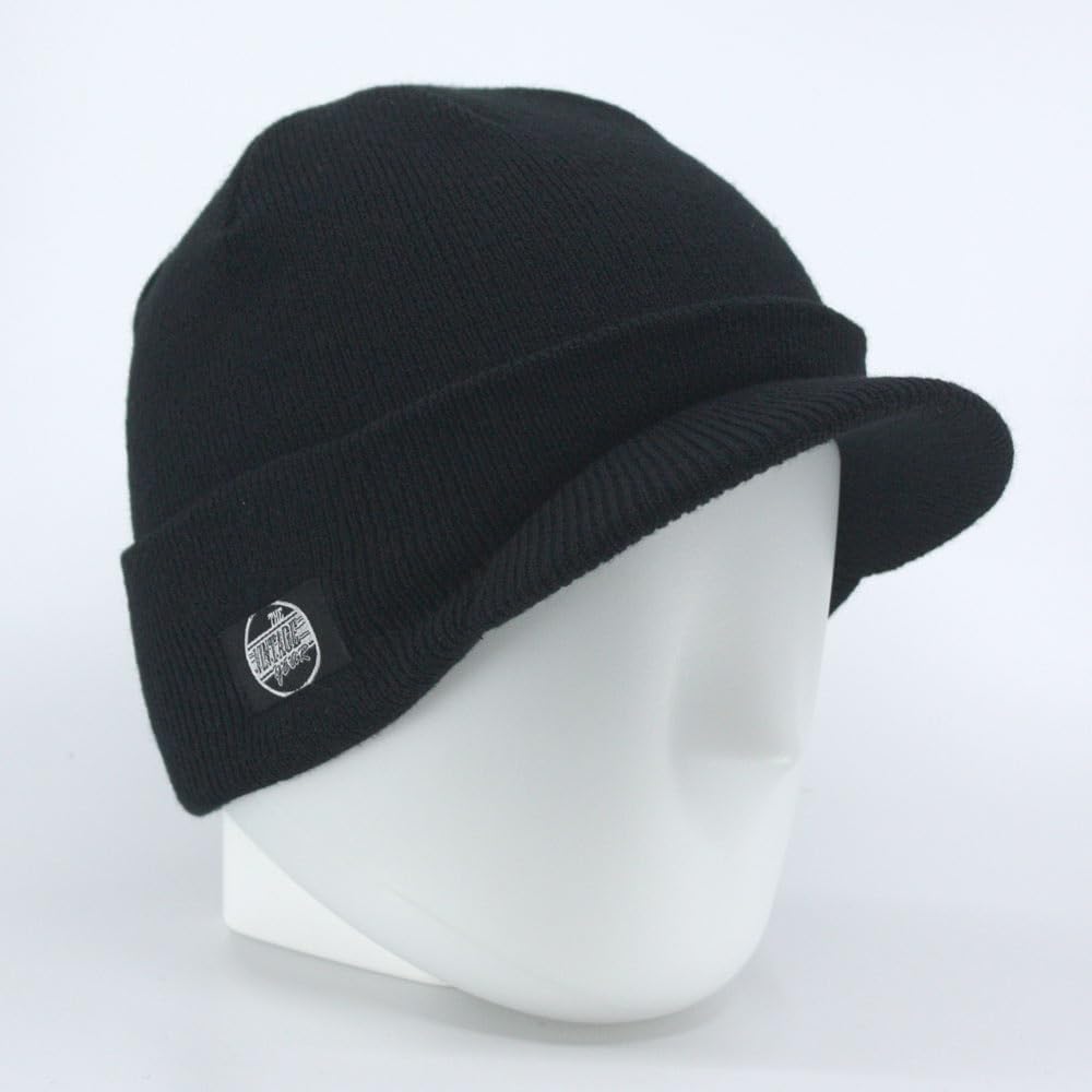 The Vintage Year Plain Sports Visor Billed Knit Radar Cuff Beanie