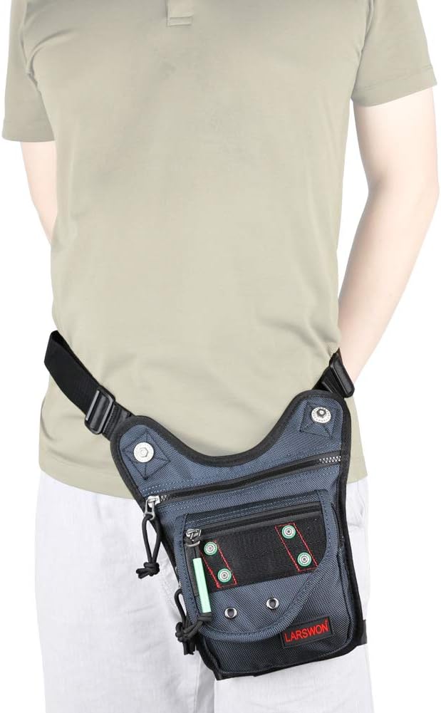 Thigh Pack, Leg Bag, Larswon Tactical Fanny Pack Hiking Bag Leg Pouch Black