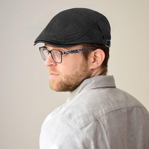 Taidor Newsboy Hats for Men Flat Cap Cotton Adjustable Breathable Irish Cabbie Ivy Driving Hunting Hat Black