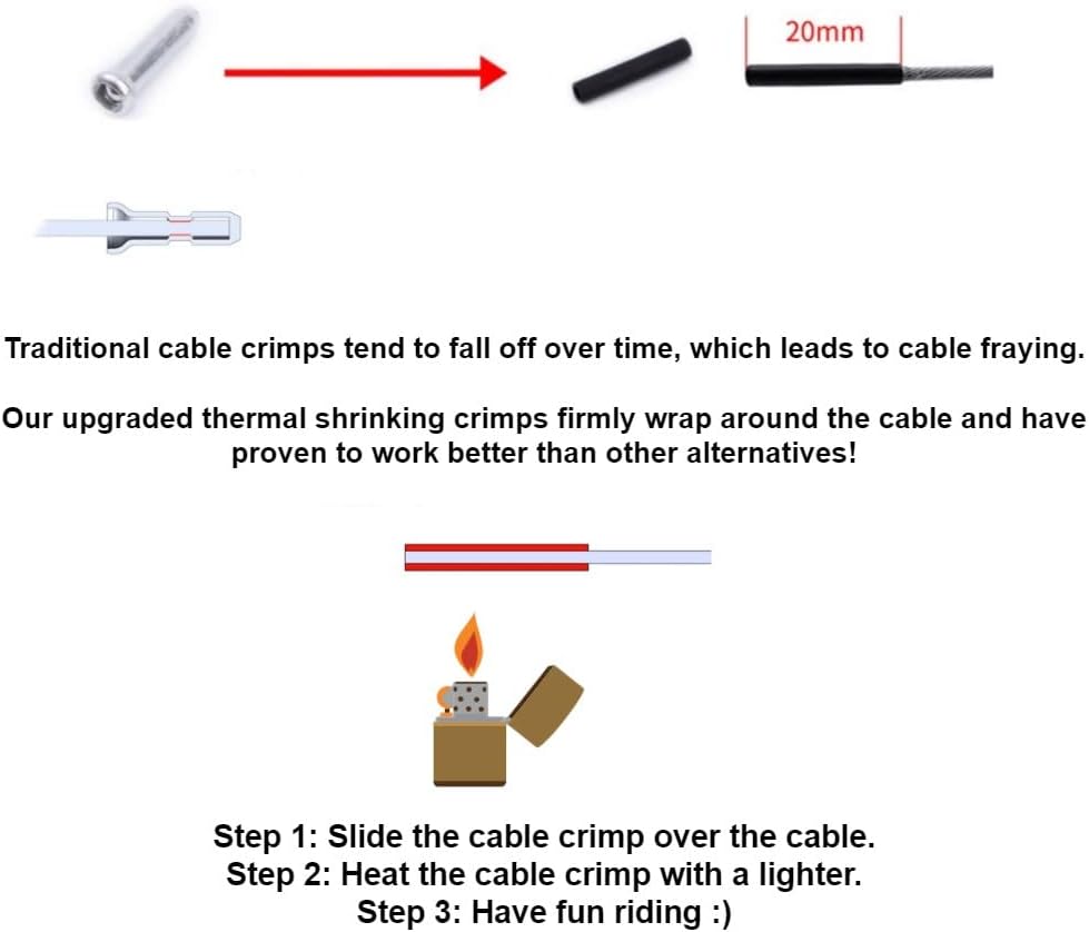 Universal Bicycle Brake Housing/Cable/Crimp/End Cap kit, Compatible with All Bikes, Multiple Color Options