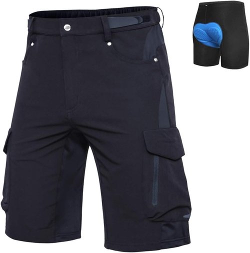 Ally Mens Mountain Bike Shorts 4D Padded Bike Shorts Baggy Cycling Biking Bicycle Biker Shorts Loose-fit with 6 Pockets