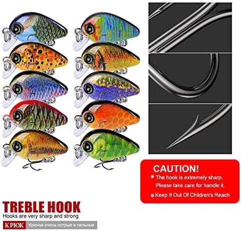 Mini Crankbait Fishing Lures Kits Swimbait Wobbler Hard Baits for Bass Trout Pike Freshwater and Saltwater 10pc-20pc/pack
