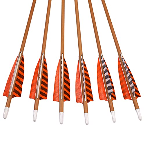 Elong 6pk 30" Archery Carbon Arrows Wood Camo Spine 700 Recurve Bows Turkey Feather Arrow