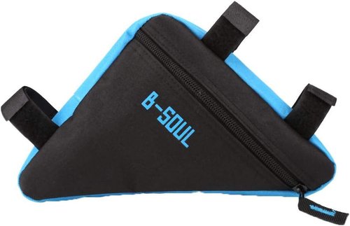 Frame Strap-On Bike Bag, Large Capacity Oxford Fabric, Quick Release Strap Design for Cycling, Hiking, Traveling (Black & Blue)