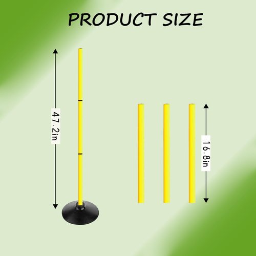 ASENVER 4FT Agility Poles Set Detachable Speed Training Poles Soccer Slalom Sticks with Agility Ladder and Cones (4 pcs, Yellow)