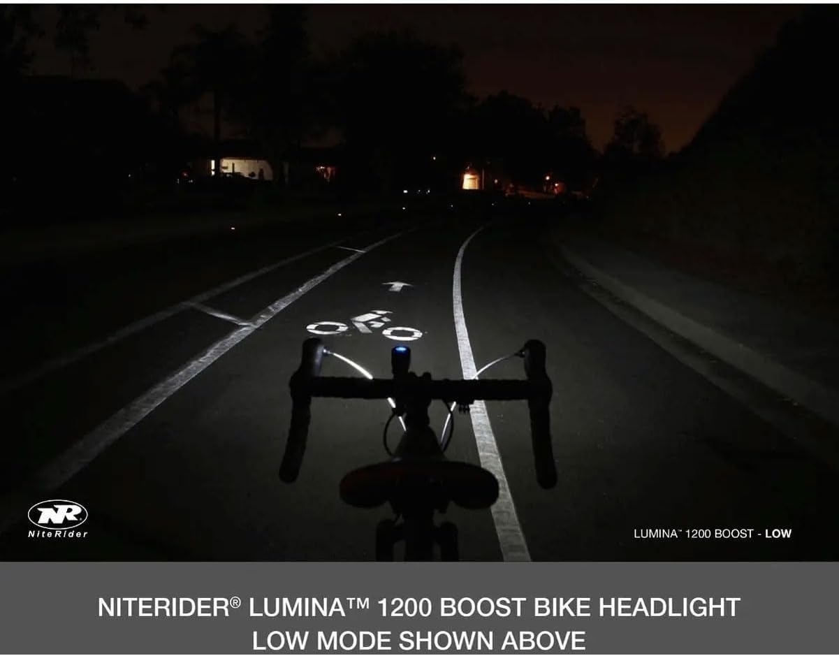 NiteRider Lumina 1200 Boost USB Rechargeable Bike Light Powerful Lumens Bicycle Headlight LED Front Light Easy to Install for Men Women Road Mountain City Commuting Adventure Cycling Safety Flashlight
