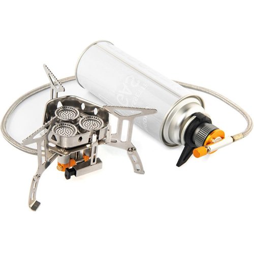 YERGOFE Camping Stove Adapter with Stand - 2 Pcs - Portable Camping Grill Gas Stove Adapter Input Butane Canister, Output Lindal Valve