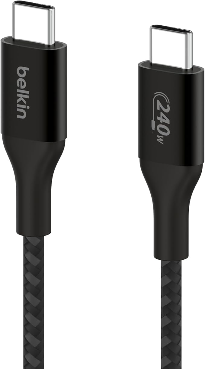 Belkin USB C to USB C Cable, 6.6ft, 240W - Type C Charger, iPhone Charger Cord, Fast Charging for iPhone 16, Galaxy S25, Pixel 9, MacBook, Chromebook, iPad Pro, Switch Steam Deck - Black