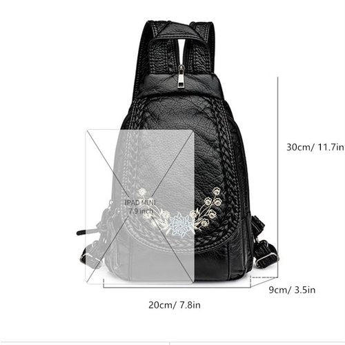 Lightolife Faux Leather Convertible Sling Backpack Travel Hiking Crossbody Shoulder Bag for Women, Black 4