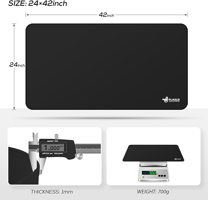 FLASLD Hearth Rugs for Fireplaces Fire Resistant, 24 X 42 inches Gas Grill Splatter Mat, Fireproof Heat Resistant Non Stick BBQ Patio Protector, Floor Protective Rug, Black