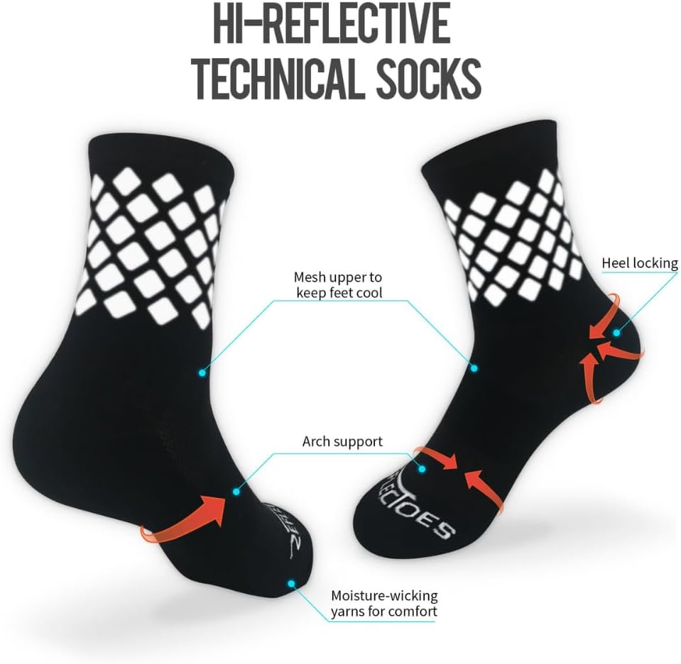 Reflective Socks - High Visibility Sports Socks Cushioned, Biomotion Safety Gear for Outdoor Athletes