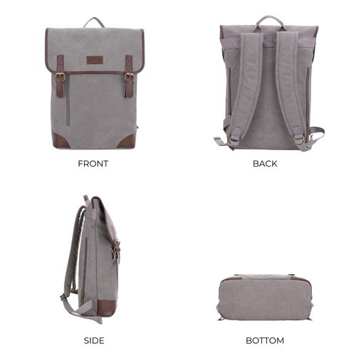 JESSIE & JAMES Vintage Canvas Travel Backpack for Women Men 16 inches Laptop Backpack GREY