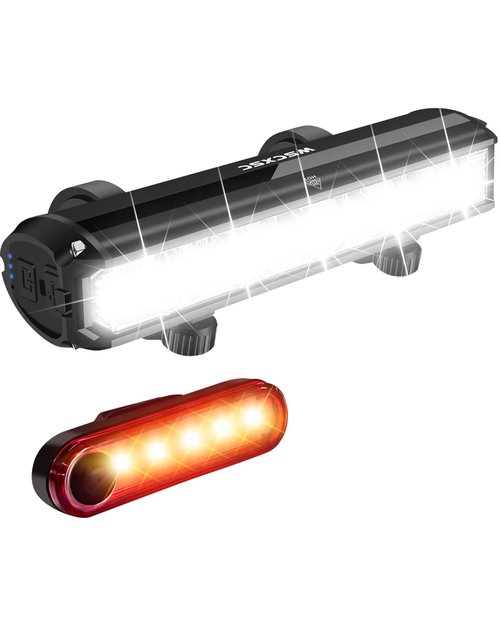 Super Bright Bike Light 3000 Lumen 5 LED Bicycle Light with Taillights Rechargeable Bike Headlight for Night Riding Waterproof Bike Light Front and Back Set for Mountain/Dirt/Light/Kids Bike
