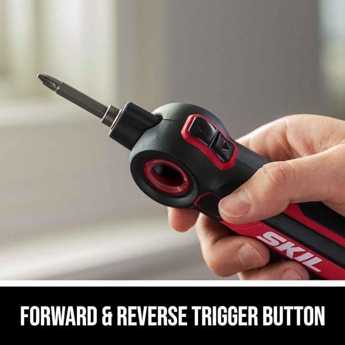 SKIL Twist 2.0 Rechargeable 4V Screwdriver with Pivoting Head, Torque Setting, USB-C Charging Cable, 28 PC Bit Set & Carrying Case- SD5619-02