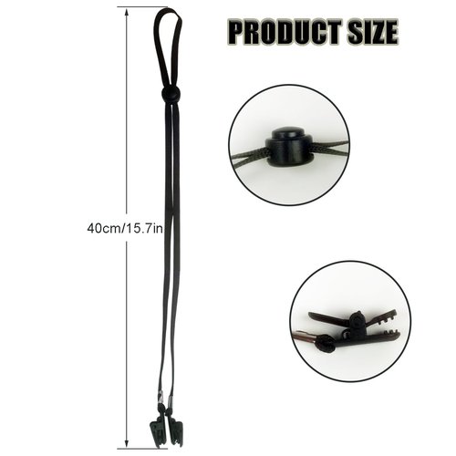 GAQWOK Hat Strap 2PCS, Adjustable with Clips, Very Suitable for Outdoor Activities, Anti-Lost and Anti-Wind (Black)