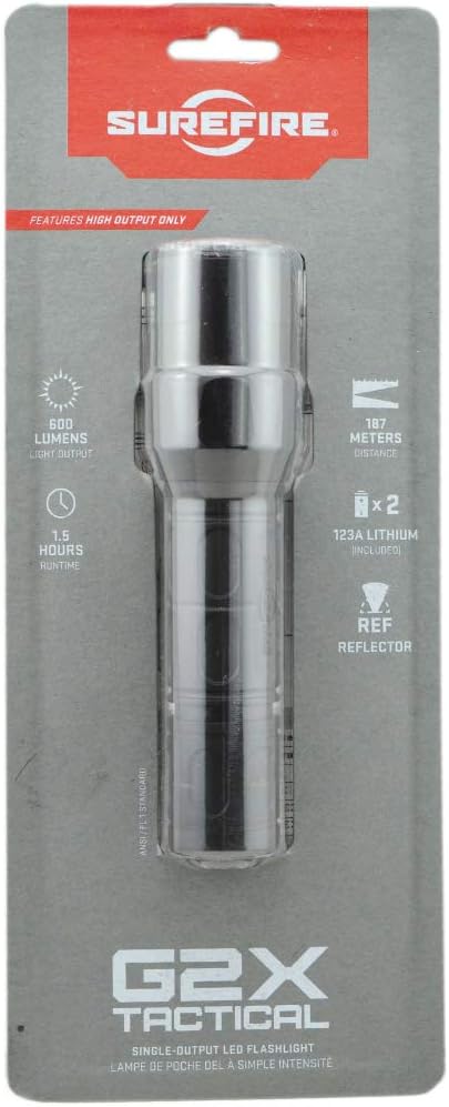 Surefire G2X Tactical Single-Output LED 600 Lumens Bundle with V70 Speed Holster, 2 Extra Surefire CR123A Batteries and Lightjunction Battery Case