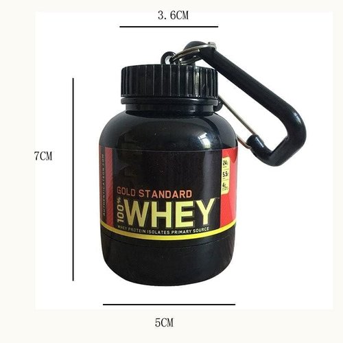 UNITED IMPORTS Protein Powder and Supplement Funnel Keychain - Protein Powder Container with Durable Key-Chain Portable to-Go Container for The Gym, Workouts, Fitness, and Travel, Black (2Pack, NO)